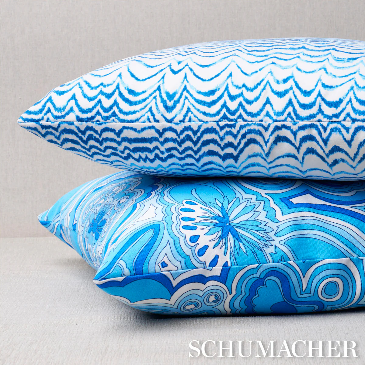 So18105005 | Ink Wave Print I/O Pillow, Indigo - Schumacher Pillows - Image 3