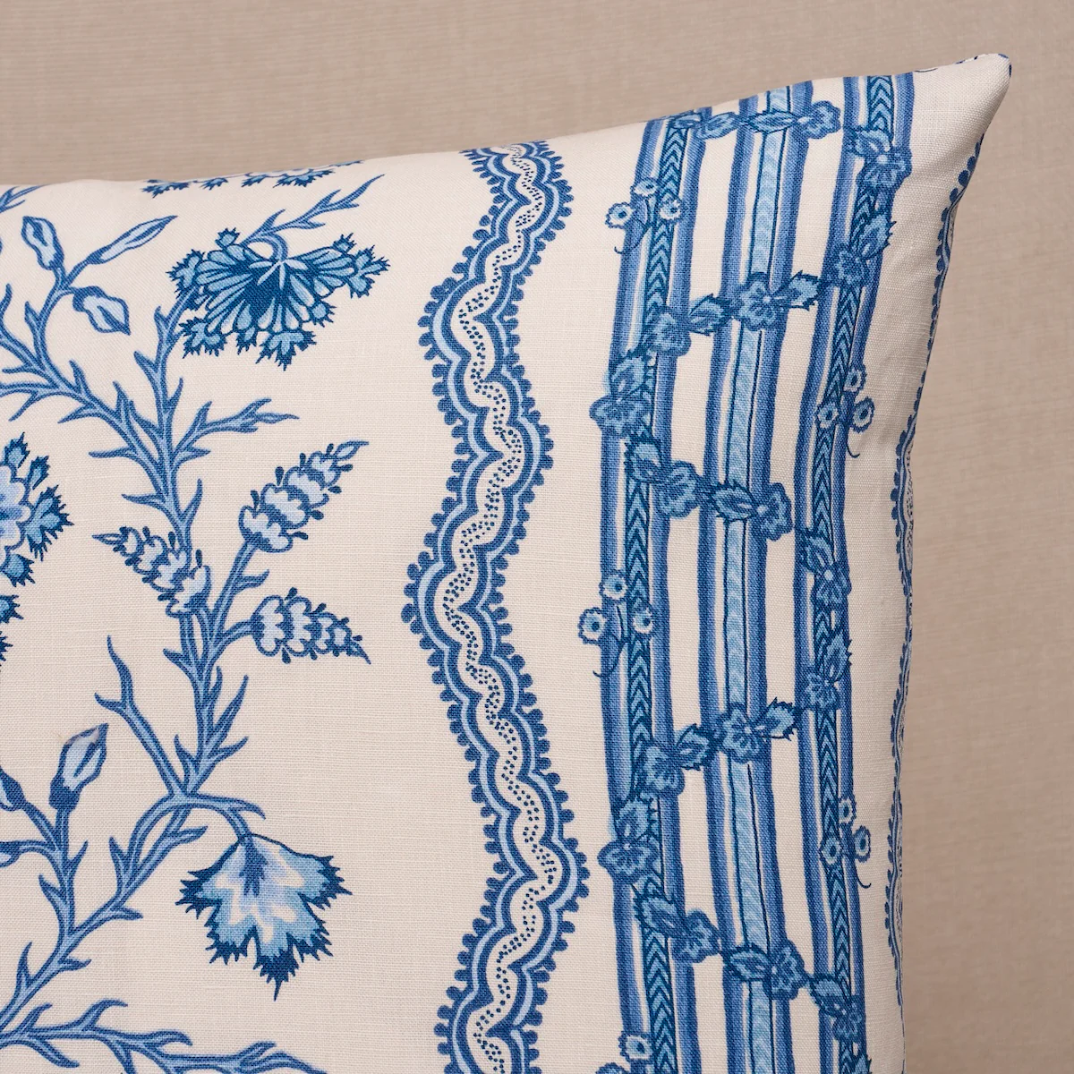 So18271204 | Parvati Floral Stripe Pillow, Delft - Schumacher Pillows - Image 2