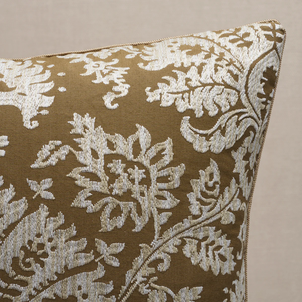 So8616204 | Gianna Embroidery Pillow, Caramel - Schumacher Pillows - Image 2