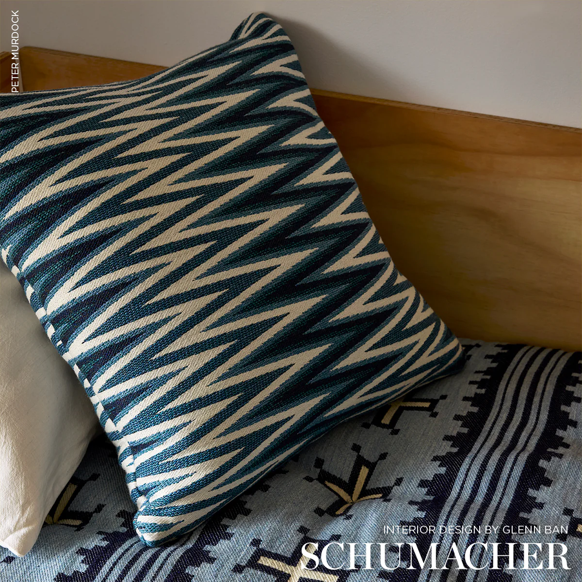 So8703006 | Wedge Weave Pillow, Blue - Schumacher Pillows - Image 4