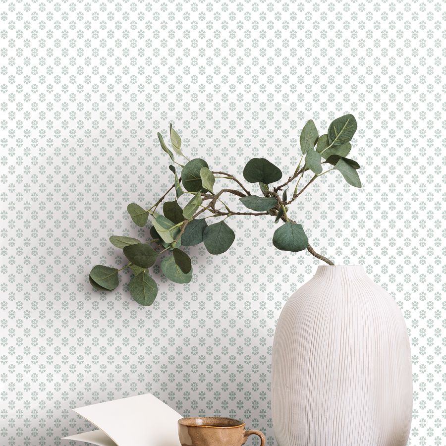 Vp1391 | Jardin, Brioni Light Blue Floral Stamp - Antonina Vella Wallpaper - Image 2