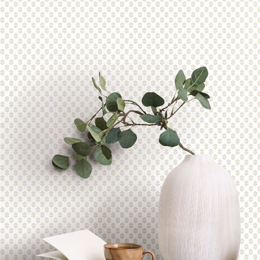 Vp1393 | Jardin, Brioni Beige Floral Stamp - Antonina Vella Wallpaper - Image 2