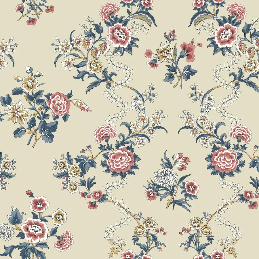 Vp1424 | Jardin, Genevieve Rose Floral Trail - Antonina Vella Wallpaper