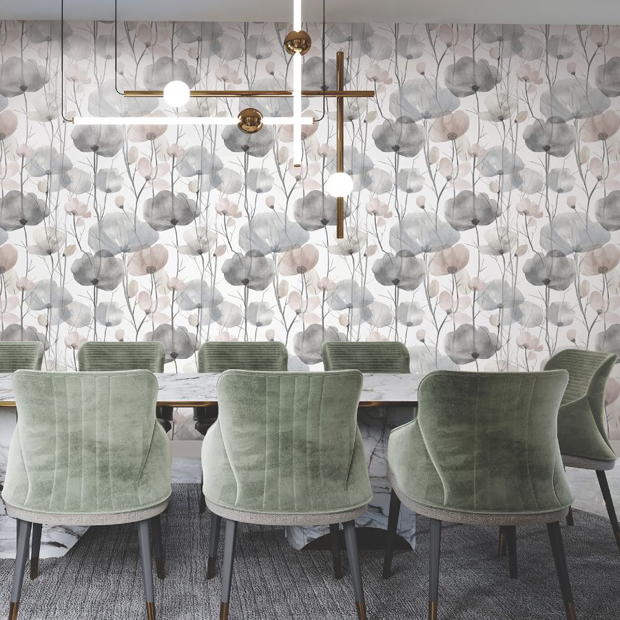 Vr1534 | Caviar, Cotswolds Poppies - Ronald Redding Wallpaper - Image 2