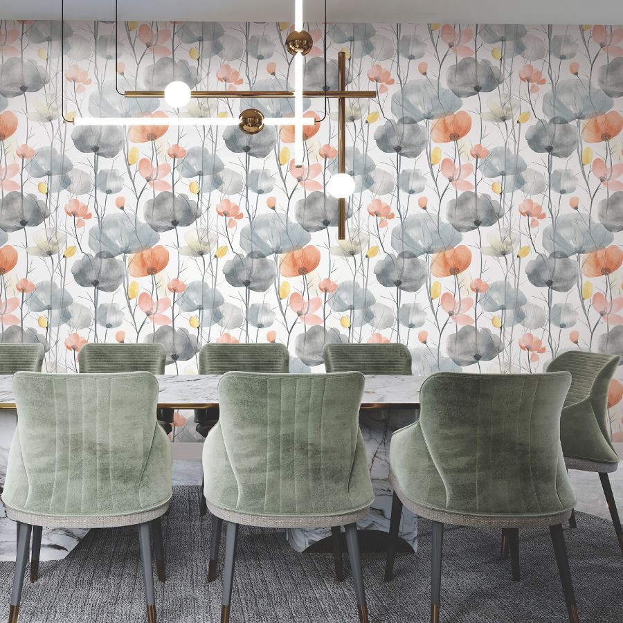 Vr1537 | Caviar, Cotswolds Poppies - Ronald Redding Wallpaper - Image 2