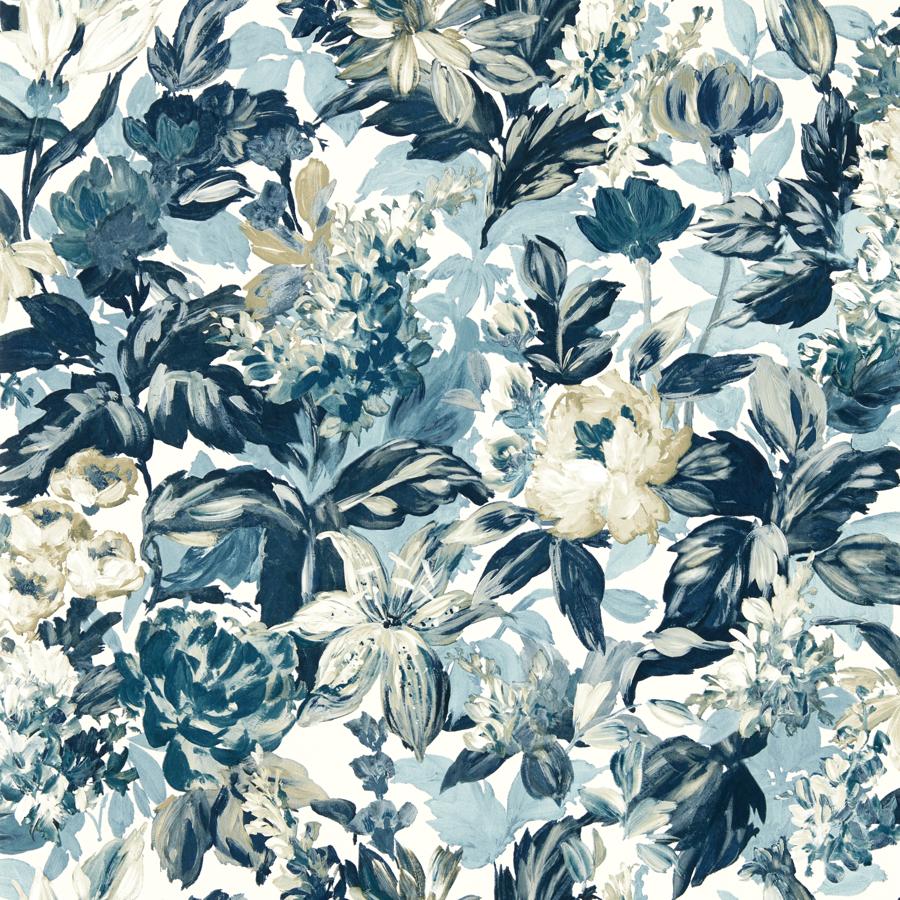 W0158/01 | Lilum, Blue Floral - Clarke And Clarke Wallpaper