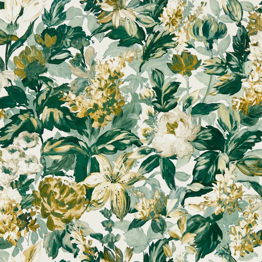 W0158/02 | Lilum, Green Floral - Clarke And Clarke Wallpaper