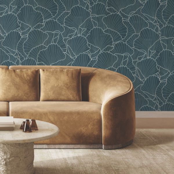 Ygl7000 | Natural Palette Resource, Shell Wood Veneer Navy Metallic - Ronald Redding Wallpaper - Image 2